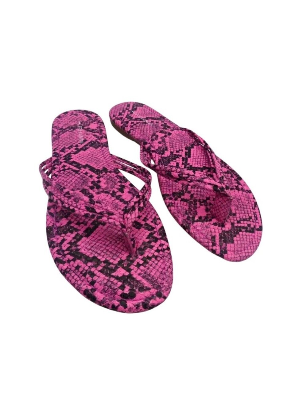 14Th & Union Women’s Fau-leather, Snake Embossed, Flip-flop sandals, Pink 6M